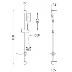 Mexen DF49  set bara de  dus  ,  negru  - 785494582-75