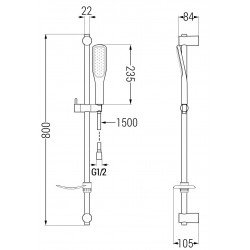 Mexen DF49  set bara de  dus  ,  negru  - 785494582-75