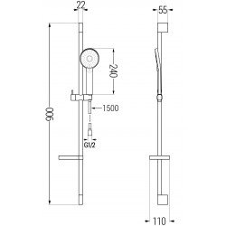 Mexen DS40  set bara de  dus  , chrom - 785404583-00