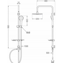 Mexen T05 Coloana  dus , auriu/alb - 798050593-50