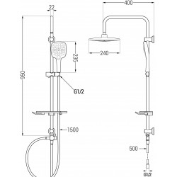 Mexen T17 Coloana  dus ,  chrom/alb - 798171793-02