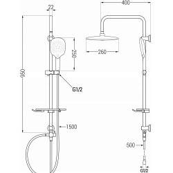Mexen T22 Coloana  dus , chrom - 798222293-00