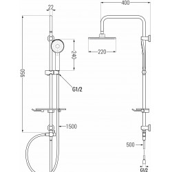 Mexen T40 Coloana  dus , grafit - 798404093-66