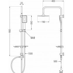 Mexen T54 Coloana  dus ,  negru/chrom - 798545493-71