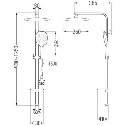 Mexen Q22 Coloana  dus , chrom - 798222295-00