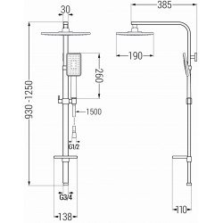 Mexen Q54 Coloana  dus ,  negru/chrom - 798545495-71