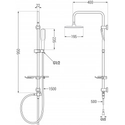 Mexen T49 Coloana  dus ,  alb /auriu - 798494993-25