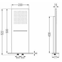 Mexen Waterfall  Palarie de  dus   slim 50 x 22 cm, auriu  - 79190-50