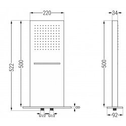 Mexen Waterfall  Palarie de  dus   50 x 22 cm, negru - 79195-70