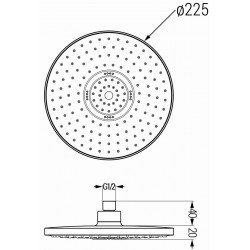 Mexen D-05  Palarie de  dus   22 cm, negru  - 79705-70