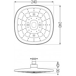 Mexen D-17  Palarie de  dus   24x24 cm, negru  - 79717-70