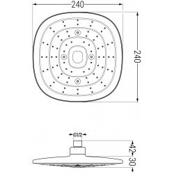 Mexen D-17  Palarie de  dus   24x24 cm, negru  - 79717-70