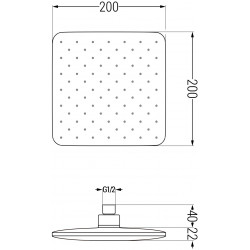 Mexen D-62  Palarie de  dus   20x20 cm,  alb - 79762-20