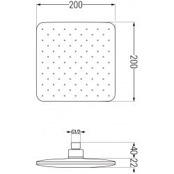 Mexen D-62  Palarie de  dus   20x20 cm, auriu  - 79762-50