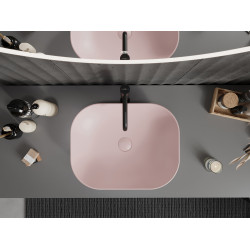 Mexen Rosa  Lavoar pe blat  50 x 40 cm, roz  mat - 21095044 Lavoar pe blat fara gaura beterie 467680 Mexen