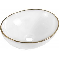 Mexen Elza  Lavoar pe blat  40 x 33 cm, alb/auriu  - 21014005 Lavoar pe blat fara gaura beterie 467680 Mexen