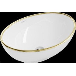 Mexen Elza  Lavoar pe blat  40 x 33 cm, alb/auriu  - 21014005 Lavoar pe blat fara gaura beterie 467680 Mexen