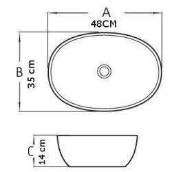 Mexen Viki  Lavoar pe blat  48 x 35 cm,  gri   mat - 21054861