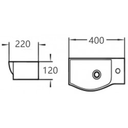 Mexen Hugo  Lavoar pe blat  stanga 40 x 22 cm,  alb - 21254000L