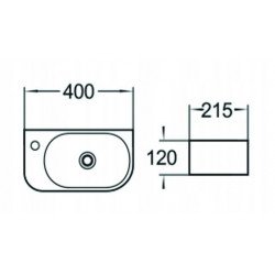Mexen Viera  Lavoar pe blat  stanga 40 x 21 cm,  alb - 21274000L