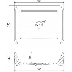 Mexen Catia  Lavoar pe blat  48 x 37 cm,  negru mat - 21314885
