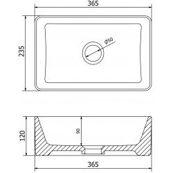 Mexen Nadia  Lavoar pe blat  36 x 23 cm,  alb - 21613600