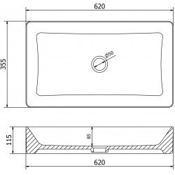 Mexen Nadia  Lavoar pe blat  60 x 35 cm, alb/ negru - 21616007