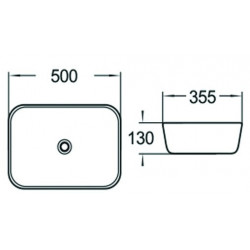 Mexen Luna  Lavoar pe blat  50 x 35 cm,  alb - 21635000