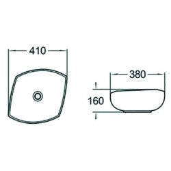 Mexen Enrica  Lavoar pe blat  41 x 38 cm,  alb - 21904100