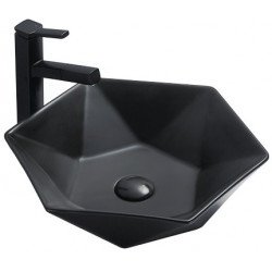 Mexen Mery  Lavoar pe blat  48 x 41 cm,  negru mat - 21984885 Lavoar pe blat fara gaura beterie 467680 Mexen