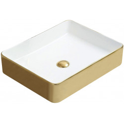 Mexen Estela  Lavoar pe blat  50 x 40 cm, alb/auriu  - 22105053 Lavoar pe blat fara gaura beterie 467680 Mexen