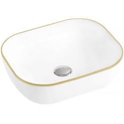 Mexen Mirabel  Lavoar pe blat  50 x 40 cm, alb/auriu  - 22115005 Lavoar pe blat fara gaura beterie 467680 Mexen