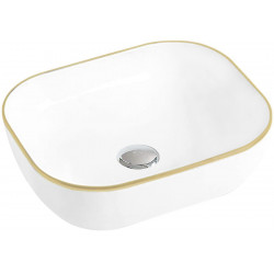 Mexen Mirabel  Lavoar pe blat  50 x 40 cm, alb/auriu  - 22115005 Lavoar pe blat fara gaura beterie 467680 Mexen