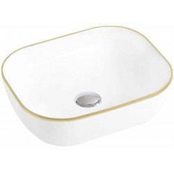 Mexen Mirabel  Lavoar pe blat  50 x 40 cm, alb/auriu  - 22115005 Lavoar pe blat fara gaura beterie 467680 Mexen