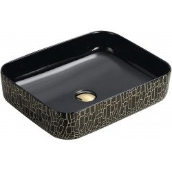 Mexen Lorita  Lavoar pe blat  51 x 39 cm, negru/auriu  - 22135163 Lavoar pe blat fara gaura beterie 467680 Mexen