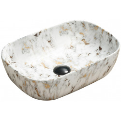 Mexen Rita  Lavoar pe blat  45 x 32 cm,  alb piatra - 21084595 Lavoar pe blat fara gaura beterie 467680 Mexen