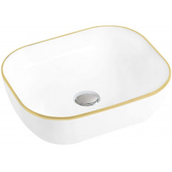 Mexen Rita  Lavoar pe blat  50 x 40 cm, alb/auriu  - 21084505 Lavoar pe blat fara gaura beterie 467680 Mexen
