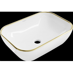 Mexen Rita  Lavoar pe blat  50 x 40 cm, alb/auriu  - 21084505 Lavoar pe blat fara gaura beterie 467680 Mexen