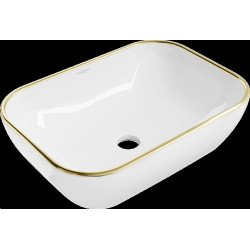 Mexen Rita  Lavoar pe blat  50 x 40 cm, alb/auriu  - 21084505 Lavoar pe blat fara gaura beterie 467680 Mexen