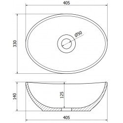 Mexen Elza  Lavoar pe blat  40 x 33 cm,  gri  mat - 21014067