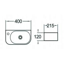 Mexen Viera  Lavoar pe blat  stanga 40 x 21 cm,  gri   mat - 21274061L