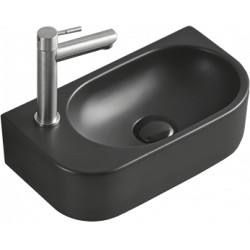 Mexen Viera  Lavoar pe blat  stanga 40 x 21 cm,  negru mat - 21274085L Lavoar pe blat fara gaura beterie 467680 Mexen