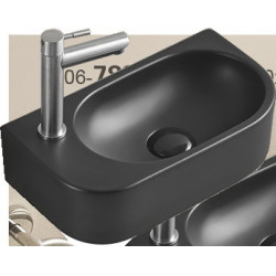 Mexen Viera  Lavoar pe blat  stanga 40 x 21 cm,  negru mat - 21274085L Lavoar pe blat fara gaura beterie 467680 Mexen