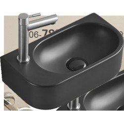 Mexen Viera  Lavoar pe blat  stanga 40 x 21 cm,  negru mat - 21274085L Lavoar pe blat fara gaura beterie 467680 Mexen