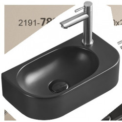 Mexen Viera  Lavoar pe blat   dreapta 40 x 21 cm,  negru mat - 21274085R Lavoar pe blat fara gaura beterie 467680 Mexen