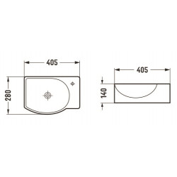 Mexen Mista  Lavoar pe blat  stanga 40 x 28 cm,  alb - 22174000L