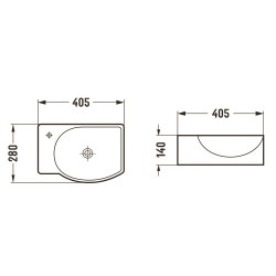 Mexen Mista  Lavoar pe blat   dreapta 40 x 28 cm,  alb - 22174000R