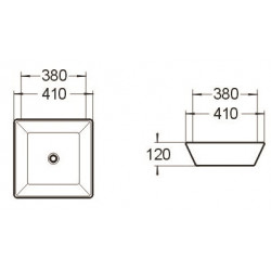 Mexen Pola  Lavoar pe blat  41 x 41 cm,  negru mat - 22224185