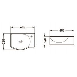 Mexen Mista  Lavoar pe blat  stanga 40 x 28 cm,  negru mat - 22174085L