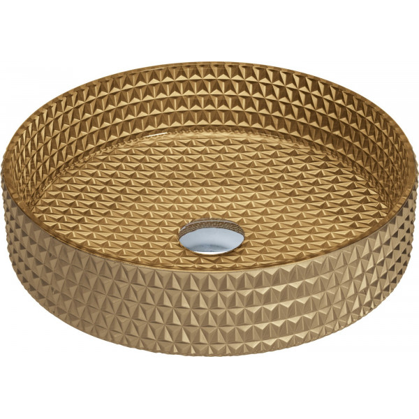 Mexen Aura  sticla  Lavoar pe blat  39 x 39 cm, auriu - 24013950